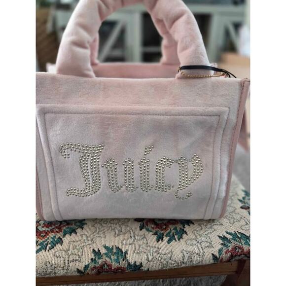 NWT Juicy Couture Mini Tote Bag Crossbody Strap Logo Charm Handbag Purse New Y2K - Picture 1 of 10